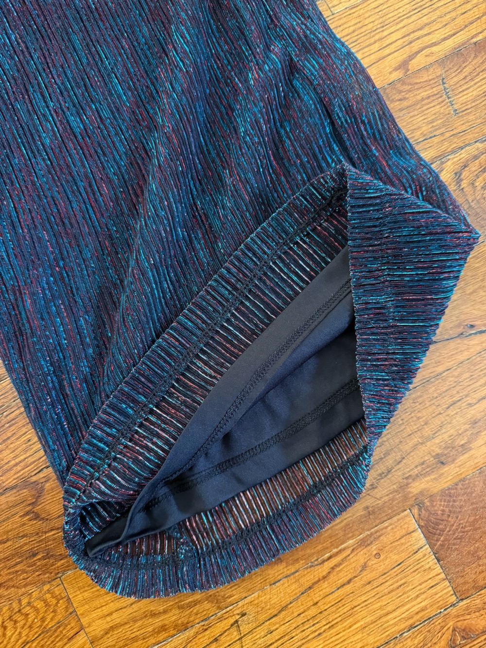 Skies Are Blue Crinkled Wide Leg Shimmer Pants Blue Teal Purple Metallic Size M - Picture 10 of 13